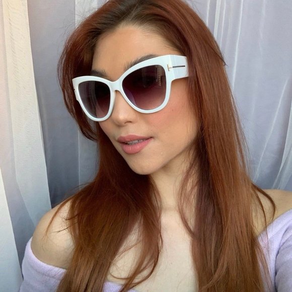 New Fashionista Oversized Elegant White Cats Eye Womens Sunglasses - Picture 5 of 12